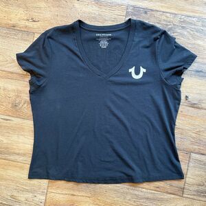 True Religion World Tour Buddha Graphic V-Neck Tee - Black - NWOT 2XL